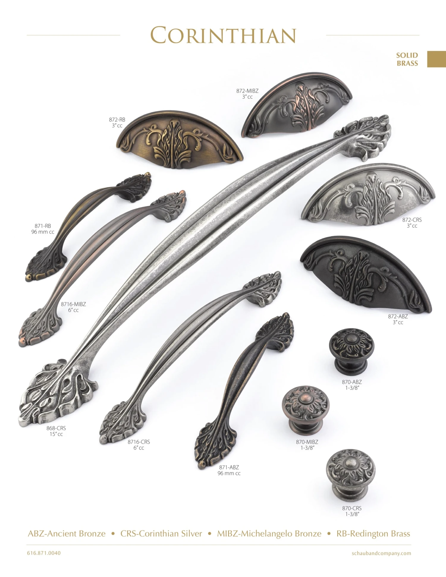 Schaub And Company Corinthian 3" Center To Center Traditional Ornate Solid Brass Cabinet Cup Pull / Drawer Cup Pull Redington Brass 4 Schaub And Company Corinthian 3" Center To Center Traditional Ornate Solid Brass Cabinet Cup Pull / Drawer Cup Pull Redington Brass - Image 2