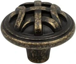 DesignPerfect 1-1/4 Inch Mushroom Cabinet Knob - Pack Of 25 Weathered Brass