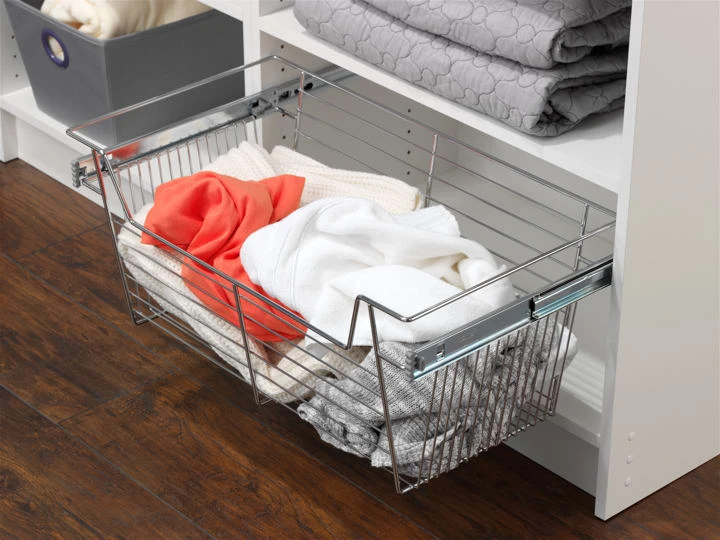 Easy Track 11 Inch Tall Basket For Easy Track Closet System Chrome 4 Easy Track 11 Inch Tall Basket For Easy Track Closet System Chrome - Image 2