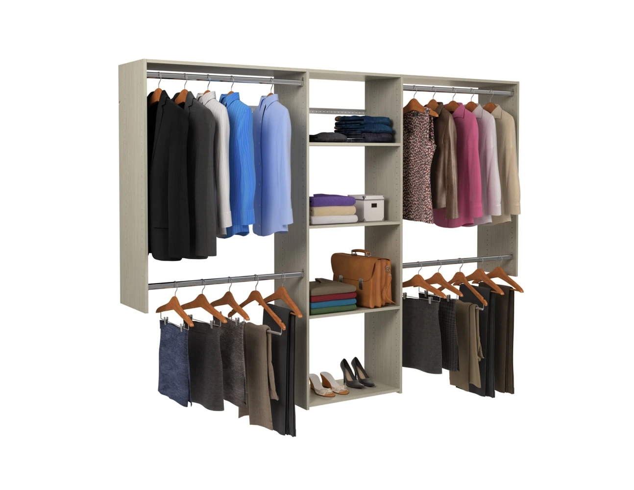 Easy Track 4 To 8 Foot Wide Deluxe Closet System Kit Weathered Grey 5 Easy Track 4 To 8 Foot Wide Deluxe Closet System Kit Weathered Grey - Image 3