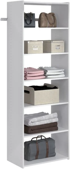 Easy Track 25-1/8 Inch Wide Closet Organizer System With Six Shelves White -Cabinet Hardware Store easy track ph38 alternate image 21