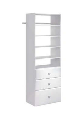 Easy Track 25-1/8 Inch Wide Closet Organizer System With Three Drawers Weathered Grey -Cabinet Hardware Store easy track ph40 wh 8256647