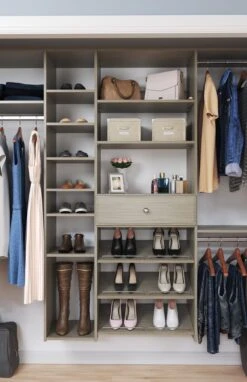 Easy Track 108 Inch Wide Ultimate Closet Organizer System Honey Blonde -Cabinet Hardware Store easy track ph44 application view 61