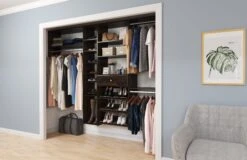 Easy Track 108 Inch Wide Ultimate Closet Organizer System Honey Blonde -Cabinet Hardware Store easy track ph44 application view 64