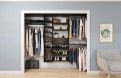 Easy Track 108 Inch Wide Ultimate Closet Organizer System Honey Blonde -Cabinet Hardware Store easy track ph44 application view 68