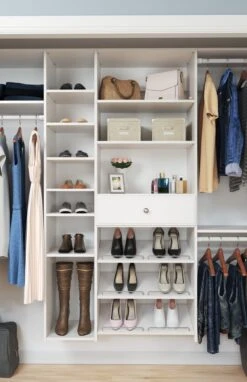 Easy Track 108 Inch Wide Ultimate Closet Organizer System Honey Blonde -Cabinet Hardware Store easy track ph44 application view 73