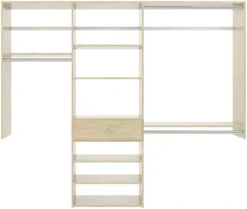 Easy Track 84 Inch Wide Perfect Fit Reach-In Closet Organizer System Honey Blonde