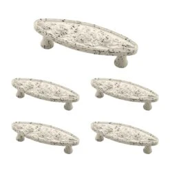 Franklin Brass Seaside Oval 3 Inch Center To Center Bar Cabinet Pull - 5 Pack Vintage Antique White