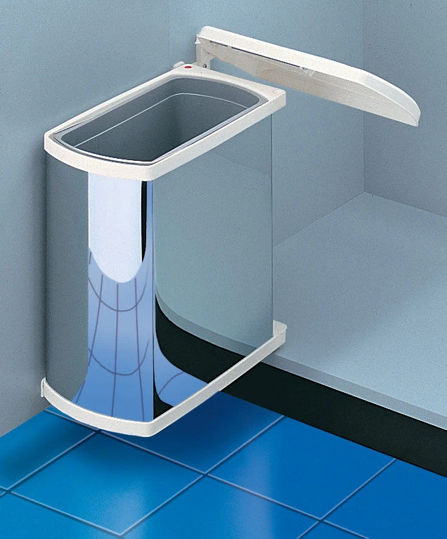 Hafele 19 Quart Side Panel Mount Stainless Steel Pivot-Out Waste Bin 3 Hafele 19 Quart Side Panel Mount Stainless Steel Pivot-Out Waste Bin