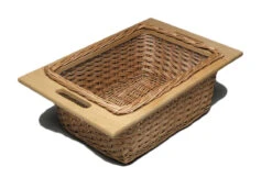 Hafele 14.25" Wide Pull Out Wicker Baskets With Beech Frame
