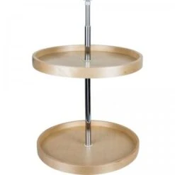 Hardware Resources 24 Inch Full Circle Birch Wood Lazy Susan Two Shelf Set