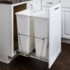 Hardware Resources Double 50 Quart Wire Pull Out Trash Can / Trash Drawer With Full Extension Slides For 18" Base Cabinets - Cans Not Included Polished Chrome -Cabinet Hardware Store hardware resources can ebmd50pc r