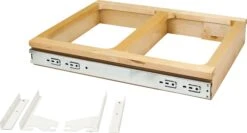 Hardware Resources 18" Top Mount Double Bin Pull Out Trash Can With Soft Close Slides For 35 Quart Bins - Included - For 21" Base Cabinets Natural White Birch / Black