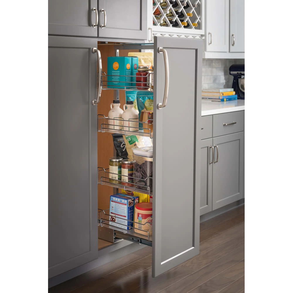 Hardware Resources 20"W X 63"H Adjustable Height Soft Close Pull Out Pantry With 4 Baskets Polished Chrome 3 Hardware Resources 20"W X 63"H Adjustable Height Soft Close Pull Out Pantry With 4 Baskets Polished Chrome