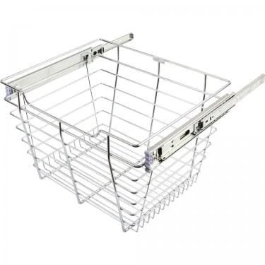 Hardware Resources 11" Tall Closet Pull Out Wire Basket With Full Extension Slides For 30"W X 14"D Closet Space Or Cabinet Satin Nickel 5 Hardware Resources 11" Tall Closet Pull Out Wire Basket With Full Extension Slides For 30"W X 14"D Closet Space Or Cabinet Satin Nickel - Image 3