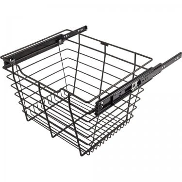 Hardware Resources 11" Tall Closet Pull Out Wire Basket With Full Extension Slides For 30"W X 14"D Closet Space Or Cabinet Satin Nickel 4 Hardware Resources 11" Tall Closet Pull Out Wire Basket With Full Extension Slides For 30"W X 14"D Closet Space Or Cabinet Satin Nickel - Image 2