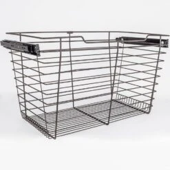 Hardware Resources 17" Tall Pull Out Wire Basket With Full Extension Slides For 30"W X 14"D Base Cabinet Dark Bronze