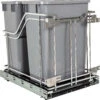 Hardware Resources 15" Bottom Mount 35 Qt Double Bin Pull Out Trash Can With Full Extension And Soft Close Slides - Bins / Cans Included Polished Chrome / Grey 2 Hardware Resources 15" Bottom Mount 35 Qt Double Bin Pull Out Trash Can With Full Extension And Soft Close Slides - Bins / Cans Included Polished Chrome / Grey -Cabinet Hardware Store hardware resources sws mbmd35gpc 8027765