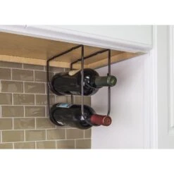 Hardware Resources 9-1/16 Inch Tall 2 Bottle Under Mount Wine Storage Rack Brushed Oil Rubbed Bronze