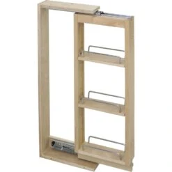 Hardware Resources 36 Inch Tall 3 Inch Wide Base Filler Pull Out Organizer With Adjustable Shelves And Full Extension Ball Bearing Slides Natural