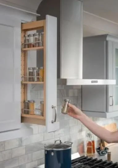 Hardware Resources 30 Inch Tall 3 Inch Wide Upper Wall Cabinet Pull Out Spice Drawer Rack With Adjustable Shelves And Full Extension Ball Bearing Slides Natural 4 Hardware Resources 30 Inch Tall 3 Inch Wide Upper Wall Cabinet Pull Out Spice Drawer Rack With Adjustable Shelves And Full Extension Ball Bearing Slides Natural - Image 2