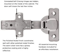 Hickory Hardware (10) Pairs - 0mm Inset Concealed Euro Cabinet Door Hinge With 94 Degree Opening Angle And Self Close Function - Total 20 Polished Nickel -Cabinet Hardware Store hickory hardware hh075226 10pack alternate image 998