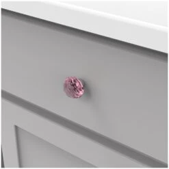 Hickory Hardware Crystal Palace Pack Of (10) 1-1/4" Princess Faceted Pink Acrylic Cabinet Knobs / Drawer Knobs Glass / Chrome -Cabinet Hardware Store hickory hardware hh075854 10pack alternate image 1369