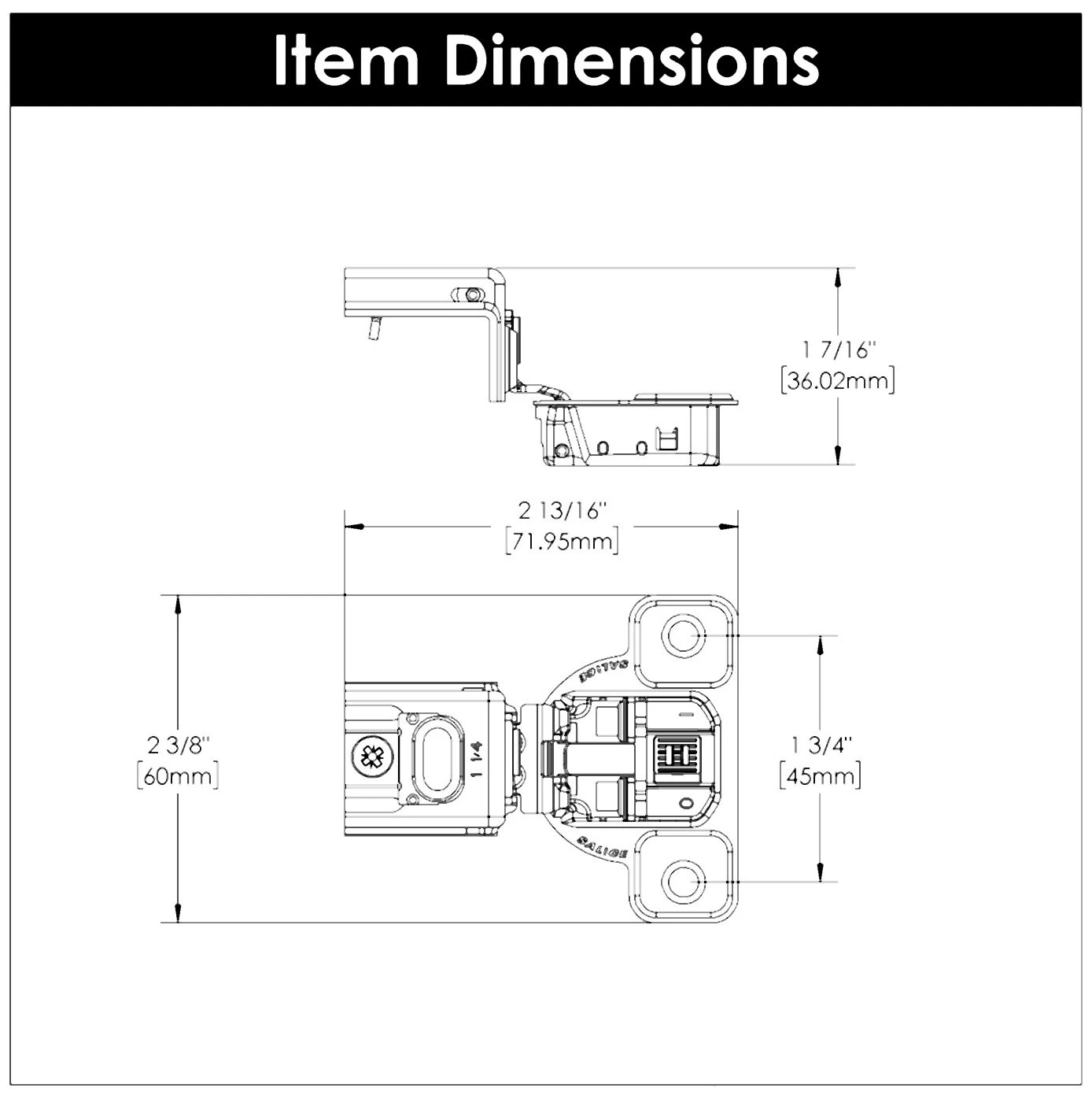Hickory Hardware (10) Pairs - 1-1/4 Inch Overlay Concealed Euro Cabinet Door Hinge With 106 Degree Opening Angle And Self Close Function - Total 20 Polished Nickel 5 Hickory Hardware (10) Pairs - 1-1/4 Inch Overlay Concealed Euro Cabinet Door Hinge With 106 Degree Opening Angle And Self Close Function - Total 20 Polished Nickel - Image 3