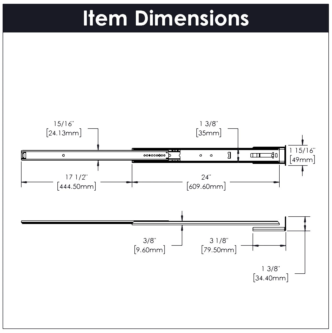 Hickory Hardware 14 Inch 3/4 Extension Center Mount Concealed Drawer Slides With 35 Pound Weight Capacity - Pack Of 5 Cadmium 5 Hickory Hardware 14 Inch 3/4 Extension Center Mount Concealed Drawer Slides With 35 Pound Weight Capacity - Pack Of 5 Cadmium - Image 3