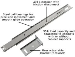 Hickory Hardware 14 Inch 3/4 Extension Center Mount Concealed Drawer Slides With 35 Pound Weight Capacity - Pack Of 5 Cadmium 9 Hickory Hardware 14 Inch 3/4 Extension Center Mount Concealed Drawer Slides With 35 Pound Weight Capacity - Pack Of 5 Cadmium -Cabinet Hardware Store hickory hardware p1029 14 5pack alternate image 1515
