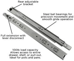 Hickory Hardware 20 Inch Full Extension Side Mount Ball Bearing Drawer Slides With 100 Pound Weight Capacity - Pack Of 10 Cadmium 9 Hickory Hardware 20 Inch Full Extension Side Mount Ball Bearing Drawer Slides With 100 Pound Weight Capacity - Pack Of 10 Cadmium -Cabinet Hardware Store hickory hardware p1050 20 5pack alternate image 1545