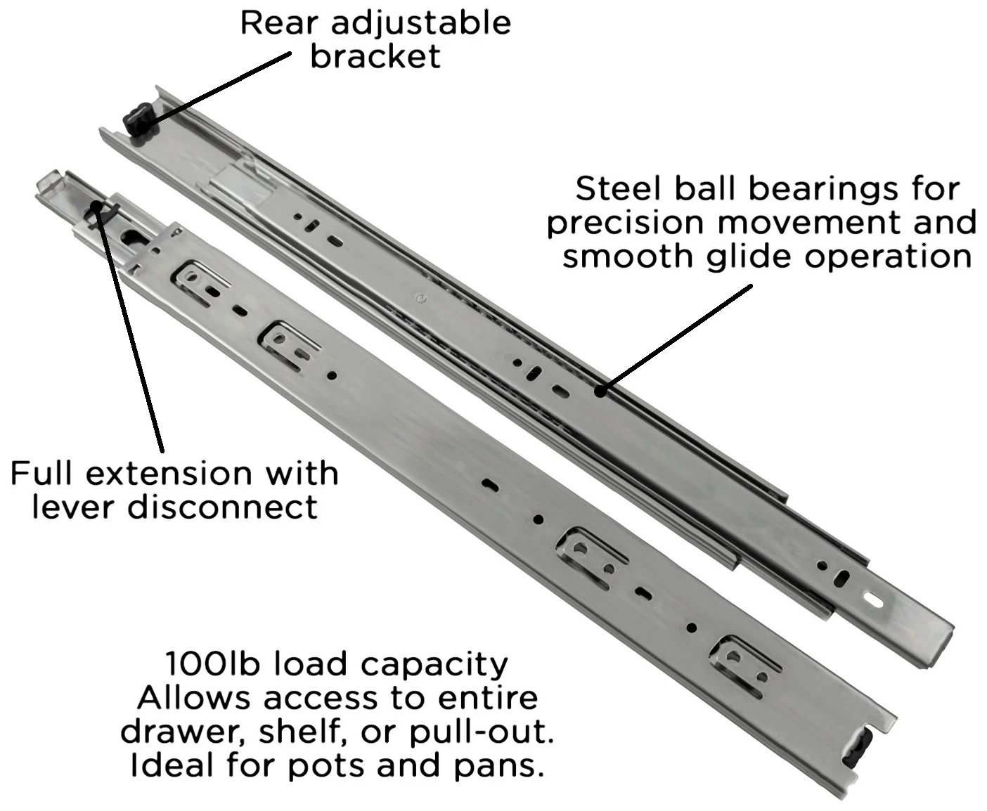Hickory Hardware 20 Inch Full Extension Side Mount Ball Bearing Drawer Slides With 100 Pound Weight Capacity - Pack Of 10 Cadmium 6 Hickory Hardware 20 Inch Full Extension Side Mount Ball Bearing Drawer Slides With 100 Pound Weight Capacity - Pack Of 10 Cadmium - Image 4