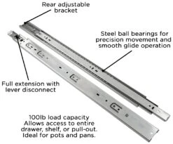 Hickory Hardware (5) Pairs - 24" Full Extension Side Mount Ball Bearing Soft Close Drawer Slides With 100 Pound Weight Capacity Cadmium -Cabinet Hardware Store hickory hardware p1055 24 5pack alternate image 1572