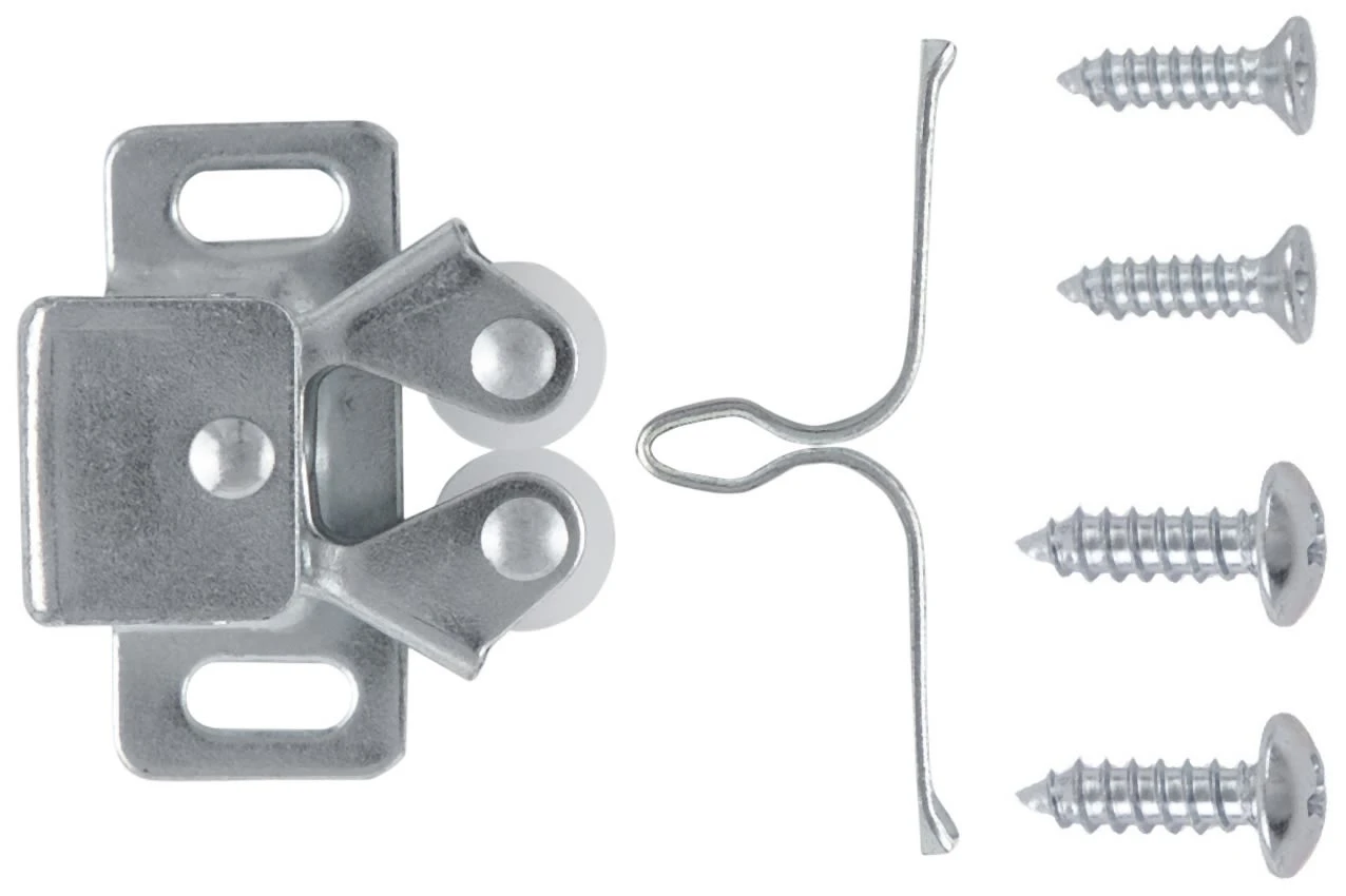 Hickory Hardware Pack Of (25) - 1-1/4" Long 15/16" Center To Center Roller Cabinet Catch With Strike Cadmium 4 Hickory Hardware Pack Of (25) - 1-1/4" Long 15/16" Center To Center Roller Cabinet Catch With Strike Cadmium - Image 2