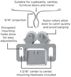 Hickory Hardware Pack Of (25) - 1-1/4" Long 15/16" Center To Center Roller Cabinet Catch With Strike Cadmium 9 Hickory Hardware Pack Of (25) - 1-1/4" Long 15/16" Center To Center Roller Cabinet Catch With Strike Cadmium -Cabinet Hardware Store hickory hardware p107 25pack alternate image 1580
