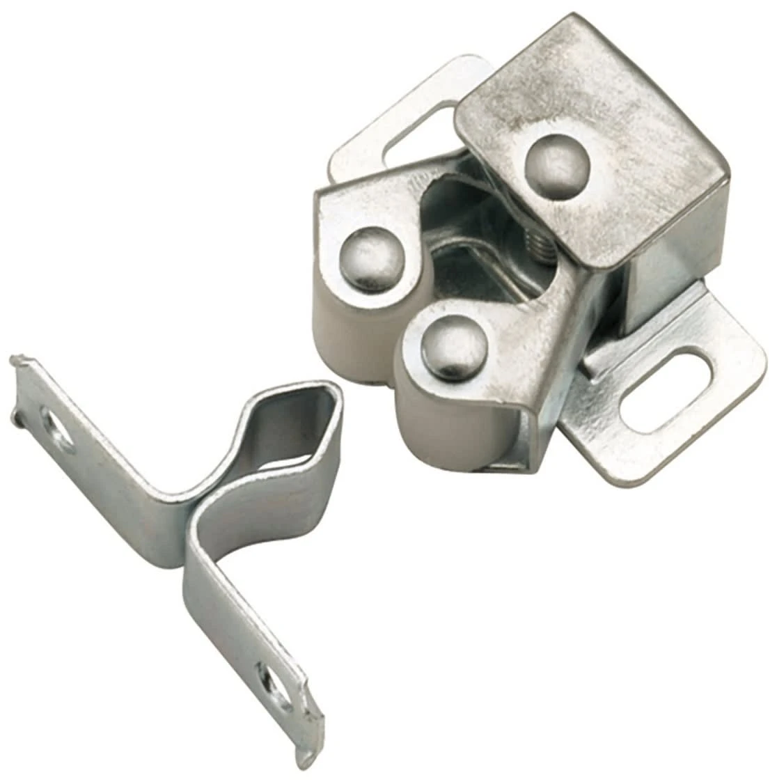 Hickory Hardware Pack Of (25) - 1-1/4" Long 15/16" Center To Center Roller Cabinet Catch With Strike Cadmium 3 Hickory Hardware Pack Of (25) - 1-1/4" Long 15/16" Center To Center Roller Cabinet Catch With Strike Cadmium