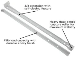 Hickory Hardware (5) Pairs - 20 Inch 3/4 Extension Bottom Mount Euro Slide Drawer Slides With 75 Pound Weight Capacity And Self Closing - Total 10 White 9 Hickory Hardware (5) Pairs - 20 Inch 3/4 Extension Bottom Mount Euro Slide Drawer Slides With 75 Pound Weight Capacity And Self Closing - Total 10 White -Cabinet Hardware Store hickory hardware p1700 20 5pack alternate image 1660