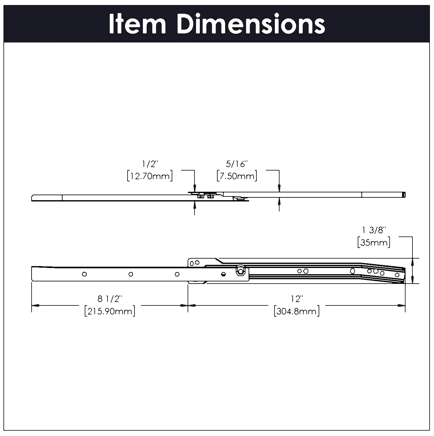 Hickory Hardware (5) Pairs - 12 Inch 3/4 Extension Side Mount Euro Slide Drawer Slides With 75 Pound Weight Capacity And Self Closing - Total 10 White 5 Hickory Hardware (5) Pairs - 12 Inch 3/4 Extension Side Mount Euro Slide Drawer Slides With 75 Pound Weight Capacity And Self Closing - Total 10 White - Image 3