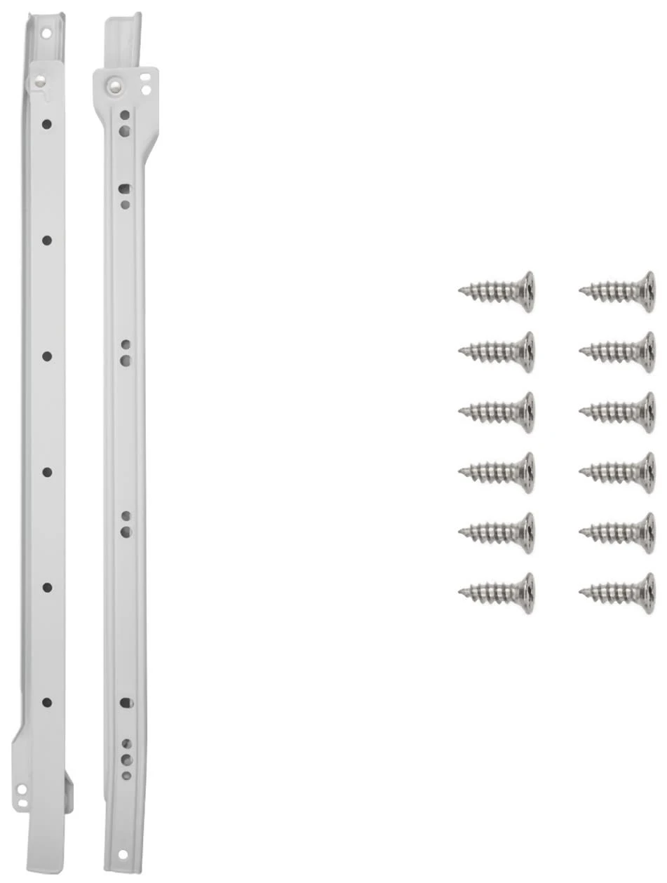 Hickory Hardware (5) Pairs - 18 Inch 3/4 Extension Side Mount Euro Slide Drawer Slides With 75 Pound Weight Capacity And Self Closing - Total 10 White 4 Hickory Hardware (5) Pairs - 18 Inch 3/4 Extension Side Mount Euro Slide Drawer Slides With 75 Pound Weight Capacity And Self Closing - Total 10 White - Image 2