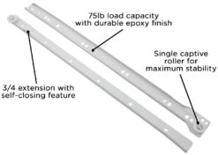 Hickory Hardware (5) Pairs - 18 Inch 3/4 Extension Side Mount Euro Slide Drawer Slides With 75 Pound Weight Capacity And Self Closing - Total 10 White 9 Hickory Hardware (5) Pairs - 18 Inch 3/4 Extension Side Mount Euro Slide Drawer Slides With 75 Pound Weight Capacity And Self Closing - Total 10 White -Cabinet Hardware Store hickory hardware p1750 18 5pack alternate image 1680