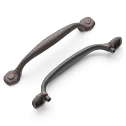 Hickory Hardware Refined Rustic Pack Of (10) - 5-1/16" Center To Center Vintage Rustic Raw Hammered Cabinet Handles / Drawer Pulls Black Iron -Cabinet Hardware Store hickory hardware p2998 ri 10