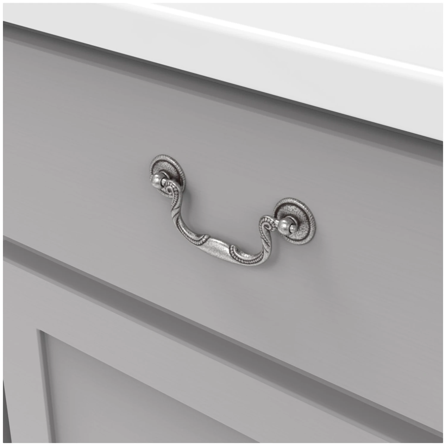 Hickory Hardware Manor House Pack Of (10) 3-1/2 Inch Center To Center Drop Cabinet Pull Silver Stone 6 Hickory Hardware Manor House Pack Of (10) 3-1/2 Inch Center To Center Drop Cabinet Pull Silver Stone - Image 4