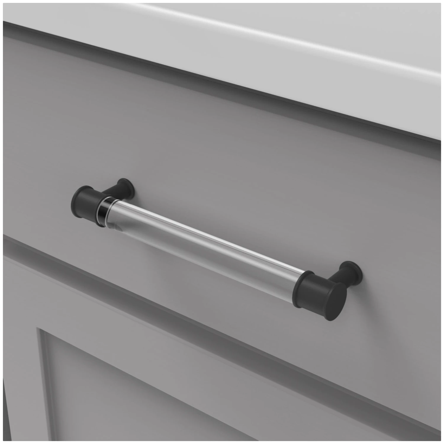 Hickory Hardware Midway 6-5/16 Inch (160mm) Center To Center Clear Acrylic Bar Cabinet Handle / Drawer Pull Crysacrylic With Satin Nickel 7 Hickory Hardware Midway 6-5/16 Inch (160mm) Center To Center Clear Acrylic Bar Cabinet Handle / Drawer Pull Crysacrylic With Satin Nickel - Image 5