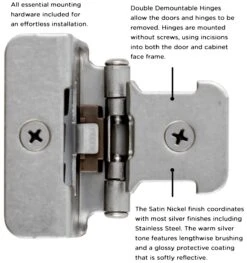 Hickory Hardware (10) Pairs -1/2 Inch Overlay Wrap Cabinet Door Hinge With 165 Degree Opening Angle - Total 20 Satin Nickel 13 Hickory Hardware (10) Pairs -1/2 Inch Overlay Wrap Cabinet Door Hinge With 165 Degree Opening Angle - Total 20 Satin Nickel -Cabinet Hardware Store hickory hardware p5310 10pack alternate image 3144