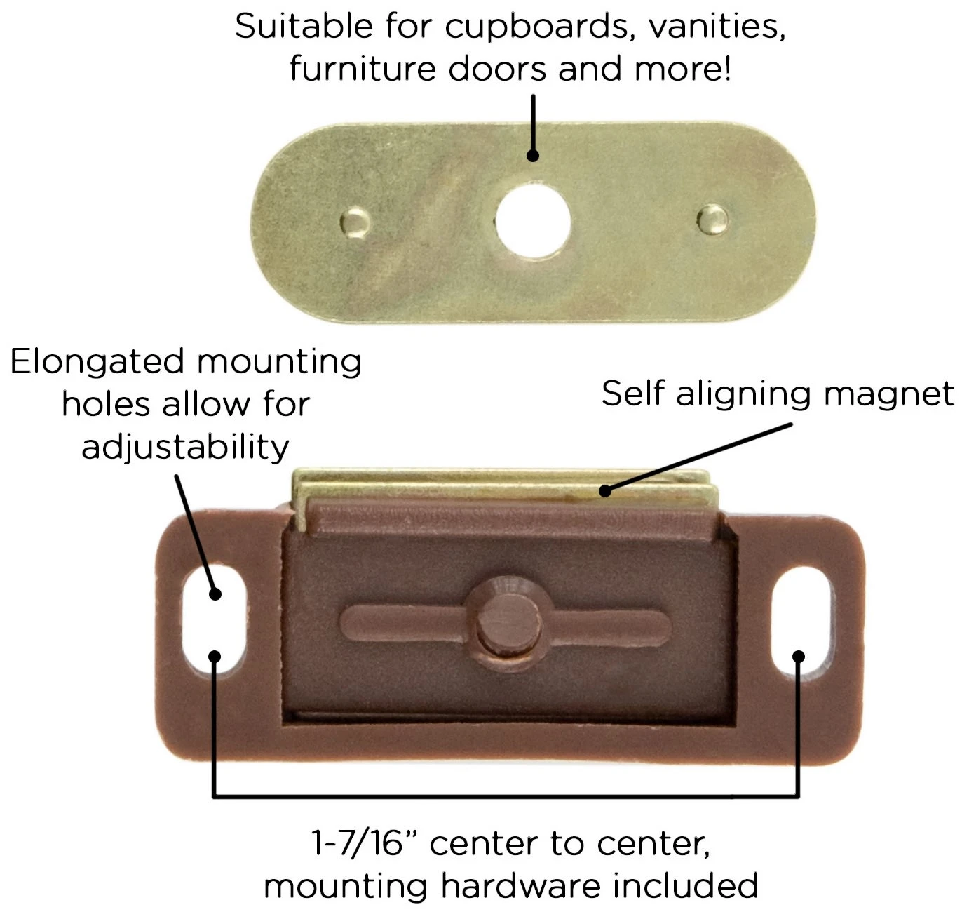 Hickory Hardware Pack Of (25) - 1-7/16" Center To Center Zinc Magnetic Cabinet Catch White 6 Hickory Hardware Pack Of (25) - 1-7/16" Center To Center Zinc Magnetic Cabinet Catch White - Image 4