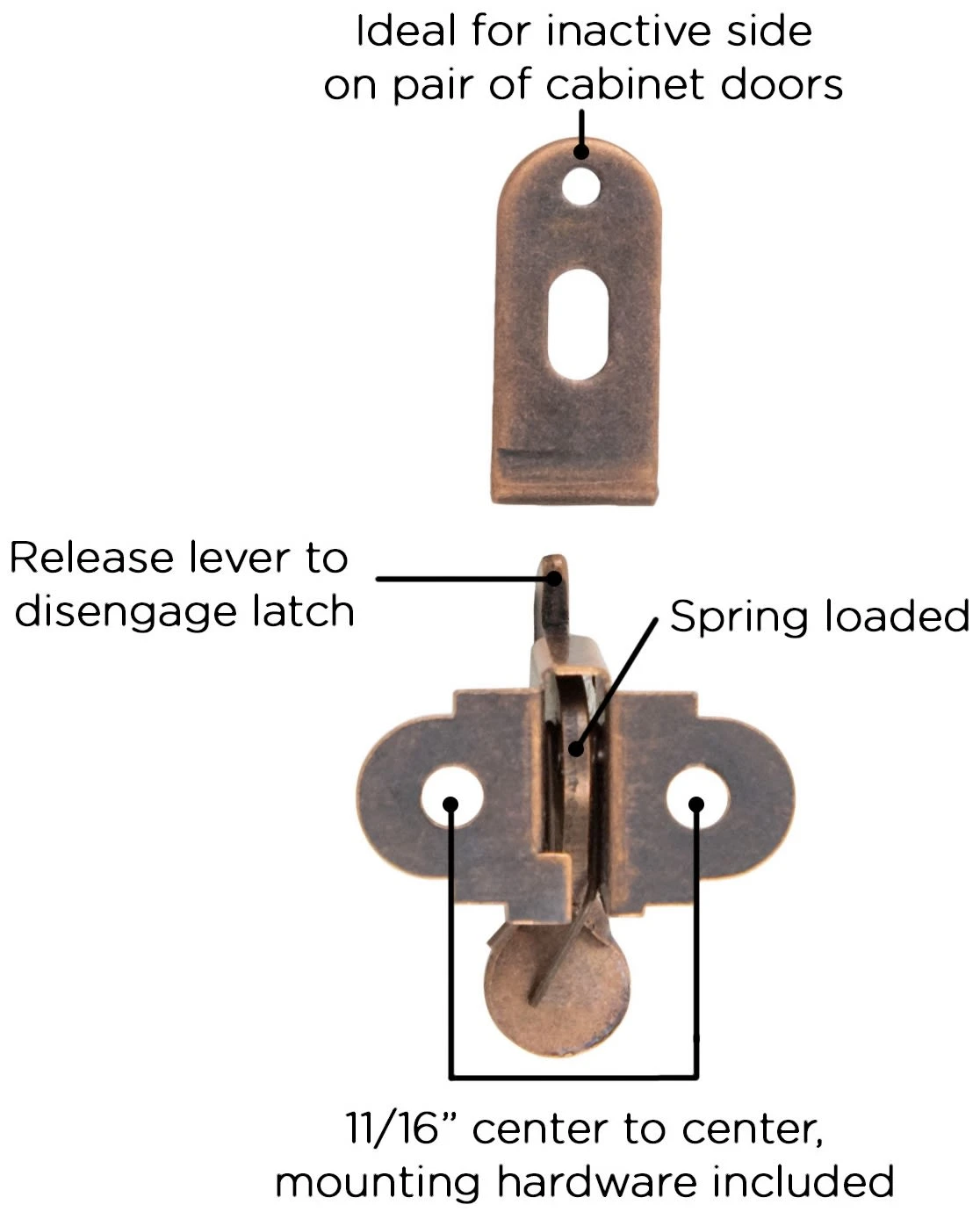 Hickory Hardware Pack Of (25) - 11/16" Center To Center Zinc Flex Elbow Cabinet Catch Statuary Bronze 6 Hickory Hardware Pack Of (25) - 11/16" Center To Center Zinc Flex Elbow Cabinet Catch Statuary Bronze - Image 4