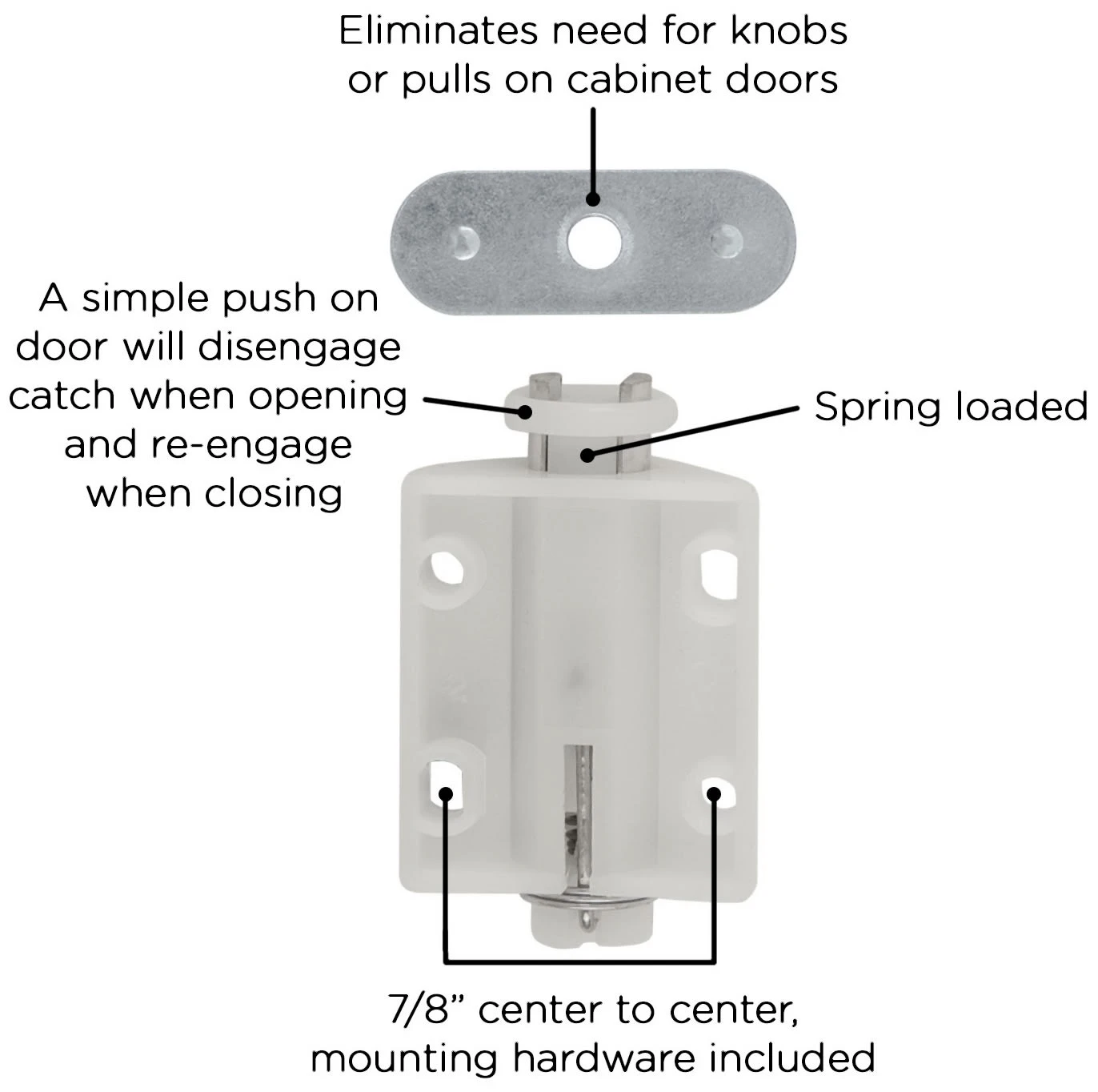 Hickory Hardware Pack Of (25) - 7/8" Center To Center Magnet Touch Cabinet Catch White 8 Hickory Hardware Pack Of (25) - 7/8" Center To Center Magnet Touch Cabinet Catch White - Image 6