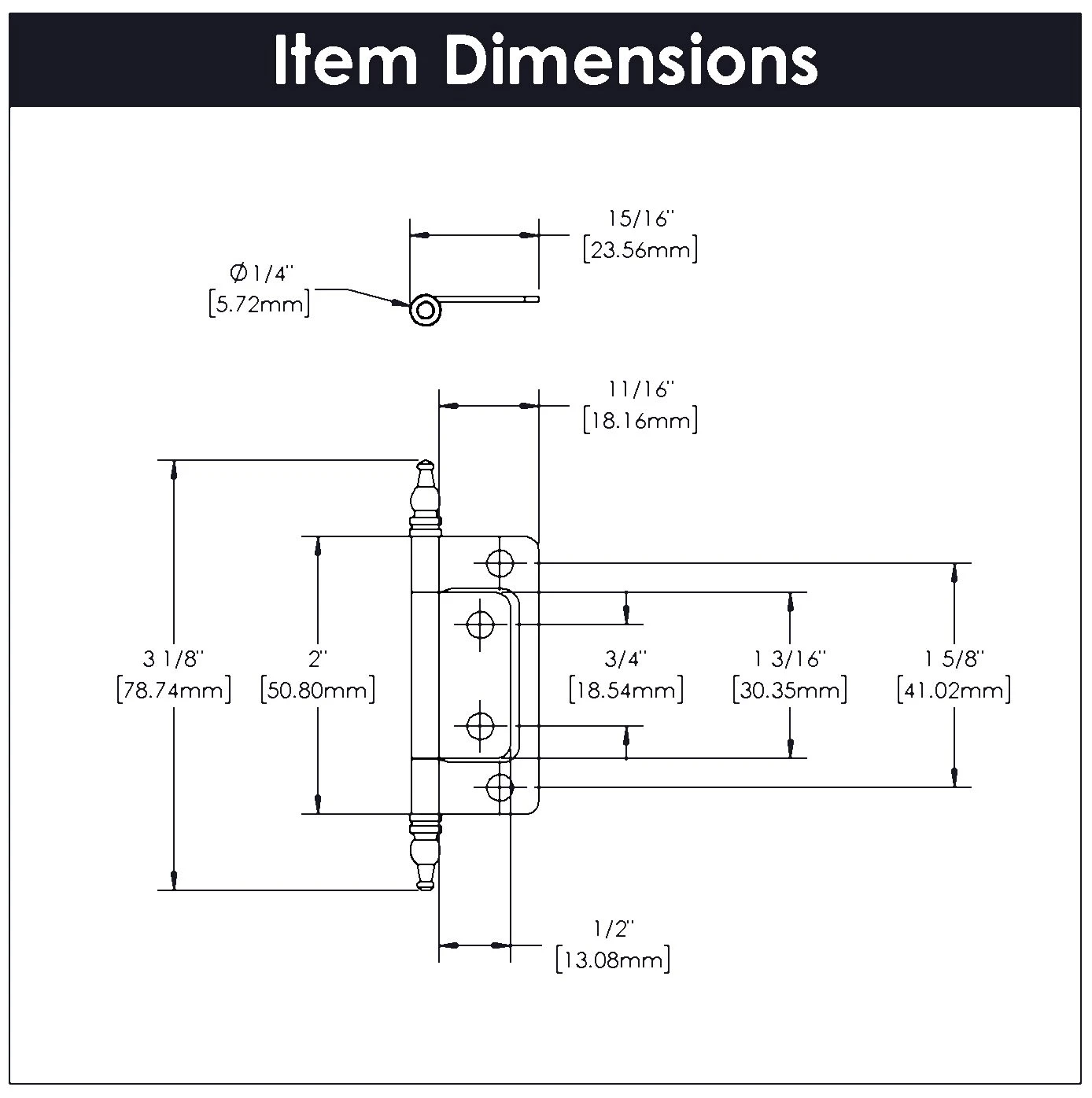 Hickory Hardware (10) Pairs - Surface Face Mount Self Mortise Cabinet Hinges - Total 20 Vintage Bronze 5 Hickory Hardware (10) Pairs - Surface Face Mount Self Mortise Cabinet Hinges - Total 20 Vintage Bronze - Image 3