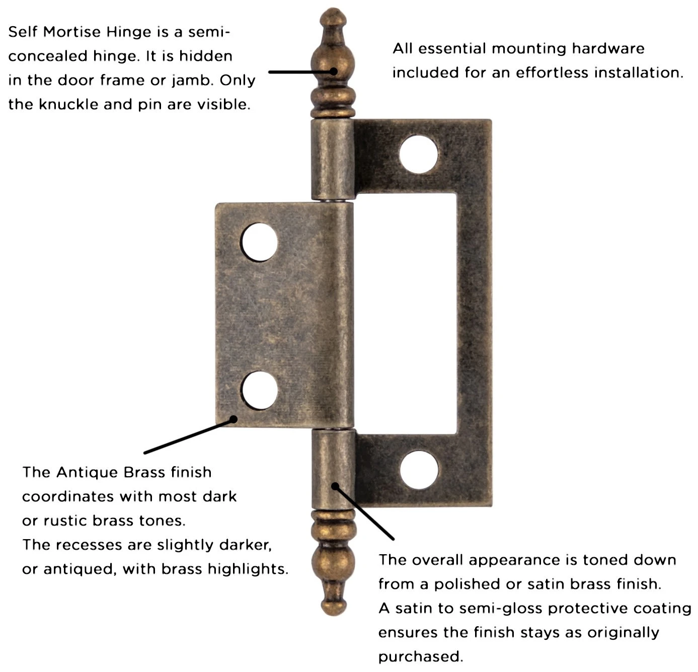 Hickory Hardware (10) Pairs - Surface Face Mount Self Mortise Cabinet Hinges - Total 20 Vintage Bronze 6 Hickory Hardware (10) Pairs - Surface Face Mount Self Mortise Cabinet Hinges - Total 20 Vintage Bronze - Image 4
