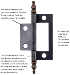 Hickory Hardware (10) Pairs - Surface Face Mount Self Mortise Cabinet Hinges - Total 20 Vintage Bronze 21 Hickory Hardware (10) Pairs - Surface Face Mount Self Mortise Cabinet Hinges - Total 20 Vintage Bronze -Cabinet Hardware Store hickory hardware p8294 10pack alternate image 3259